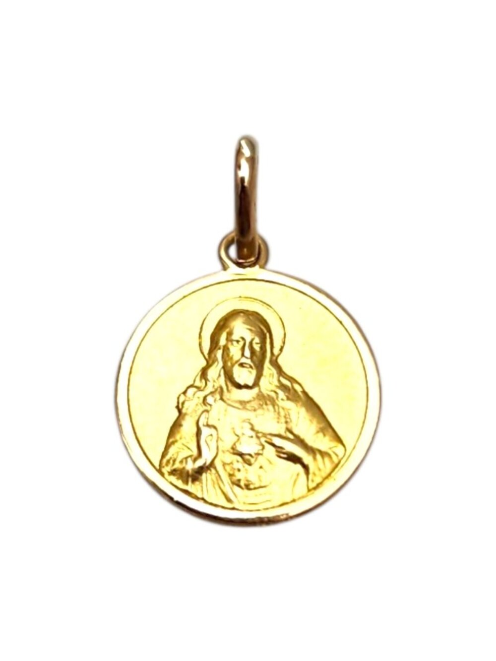 18K Yellow Gold Small Blessed Mother and Baby Jesus Pendant #25297 - Picture 2 of 6